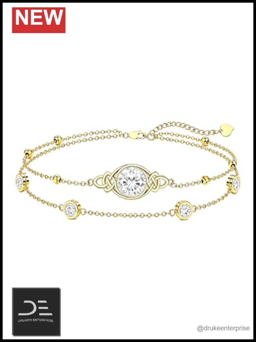 18K Gold Plated Celtic Knot Birthstone Anklet Bracelet for Women, Irish Jewelry